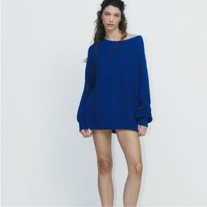 Zara Oversized Royal Blue Knit Sweater - Women